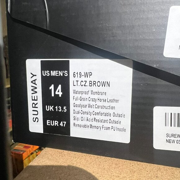 SUREWAY 6" Men's Heavy Duty Leather Soft Toe Work Boots Size 14 NEW - Picture 7 of 8